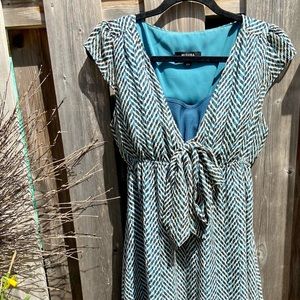 Misura chiffon dress in beige/black/teal